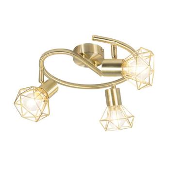 Art Deco reflektor lámpa sárgaréz állítható és dönthető 3-lámpás - Mosh kép