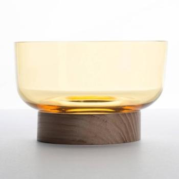 Artemide Bontà tál, sárga, Ø 18 cm, üveg, fa kép