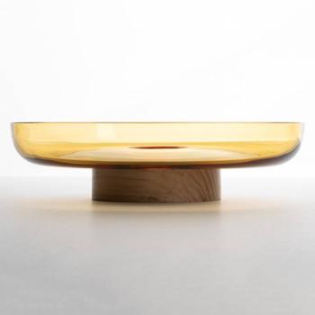 Artemide Bontà tál, sárga, Ø 26 cm, üveg, fa kép