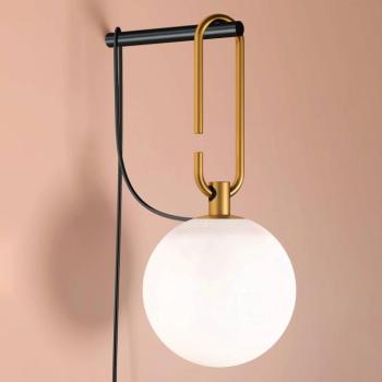 Artemide nh Wall fali lámpa üveggolyóval, sárgaréz kép