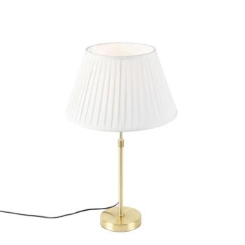 Asztali lámpa arany/bronz színű, redőzött árnyékolóval krém színben 35 cm - Parte kép