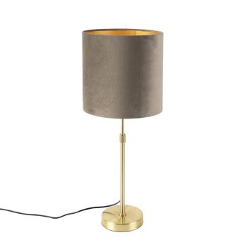 Asztali lámpa arany/réz színű, taupe bársony árnyékolóval 25 cm - Parte kép