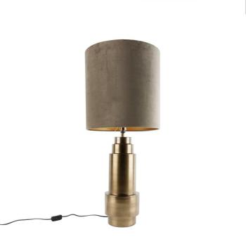 Asztali lámpa bronz bársony árnyékolóval, bézs színben arannyal, 40 cm - Bruut kép