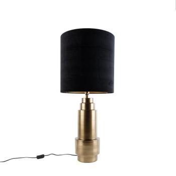 Asztali lámpa bronz bársony árnyékolóval fekete arannyal 40 cm - Bruut kép