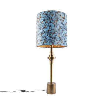 Asztali lámpa bronz bársony árnyékolóval, pillangós mintával, 40 cm - Diverso kép