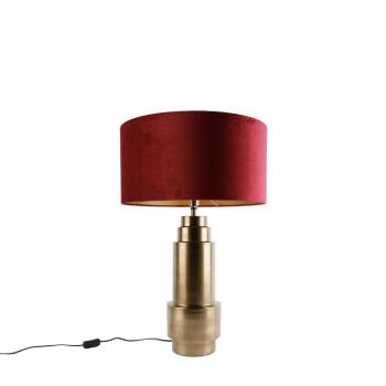 Asztali lámpa bronz bársony árnyékolóval, piros arannyal, 50 cm - Bruut kép
