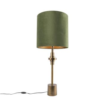 Asztali lámpa bronz bársony árnyékolóval zöld 40 cm - Diverso kép