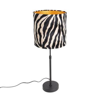 Asztali lámpa fekete árnyékolóval zebra mintával 25 cm állítható - Parte kép