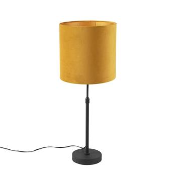 Asztali lámpa fekete sárga bársony árnyékolóval, aranyozott 25 cm - Parte kép