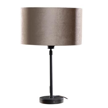 Asztali lámpa fekete színű, taupe bársony lámpabúrával, 35 cm - Parte kép