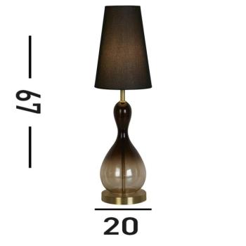 Asztali lámpa Marakesh fekete/füstszürke magasság 67 cm textil/üveg kép