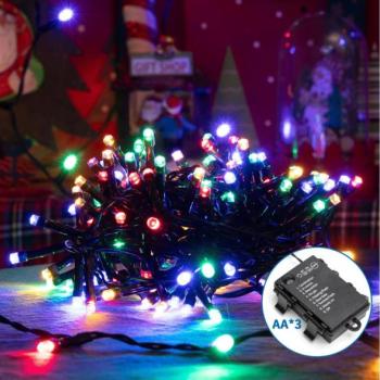  B.V.  kültéri LED karácsonyi fényfüzér 200 LED, 8 funkció, 10,3m, IP44, multi  kép