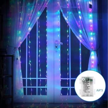  B.V.  kültéri LED karácsonyi fényfüzér 200 LED, 8 funkció, 3xAA, IP44  kép