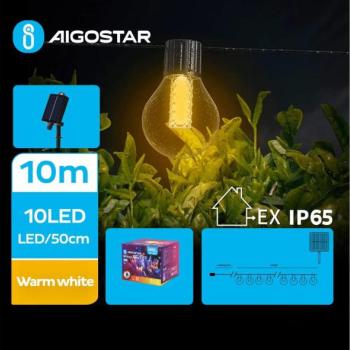  B.V.  LED napelemes dekorációs lánc 10 LED, 8 funkció, 10,5m, IP65, meleg feh  kép