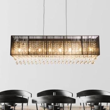 Bagana LED függő lámpa, fém, üveg és selyem kép