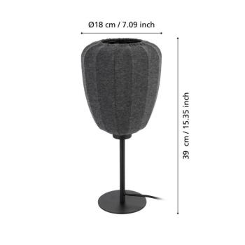 Barlaston asztali lámpa, magasság 39 cm, fekete/szürke, fém/szövet kép