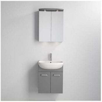 BATH DELUXE Fürdőszobai szekrény mosdóval ASTRID + LED tükörszekrény, 230 V, IP44, szürke  kép
