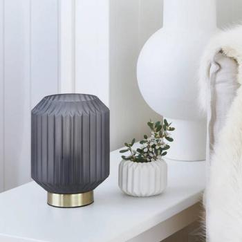 Beacon asztali lámpa Clancy, füstszürke üvegárnyékoló, magasság 17 cm kép