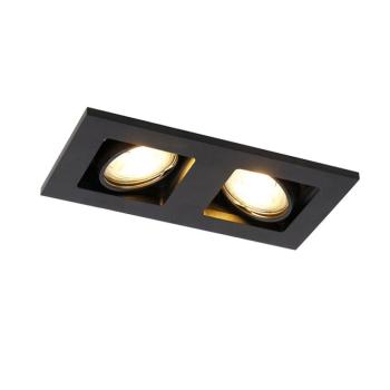 Beépített reflektor fekete téglalap alakú 2 lámpás - Qure kép