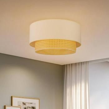 Boho mennyezeti világítás, Ø 45 cm, krémfehér/rattan kép