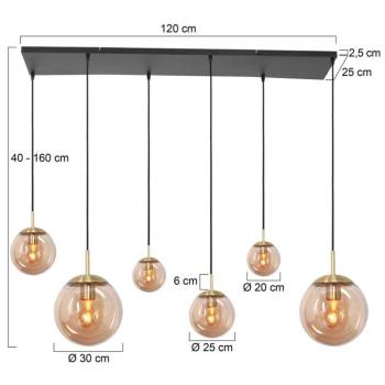 Bollique függőlámpa, 6 lámpás, sárgaréz kép