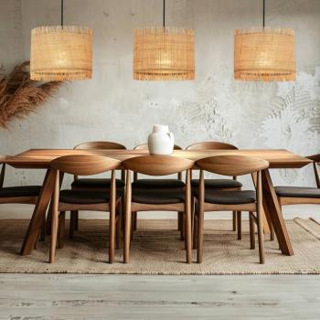 Borra függőlámpa, 3-lámpás, natúr szín, szalma kép