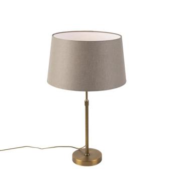 Bronz asztali lámpa lenvászon árnyékolóval, taupe, 35 cm - Parte kép