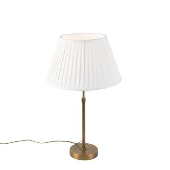 Bronz asztali lámpa redőzött fehér árnyékolóval 35 cm - Parte kép