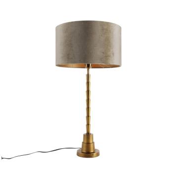 Bronz asztali lámpa zöld bársonyernyővel 35 cm - Pisos kép