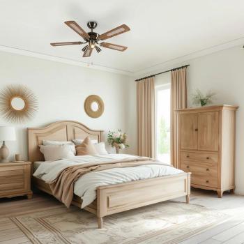 Bronz mennyezeti ventilátor fával 110 cm 3 lámpával, húzókapcsolóval - Mistral kép