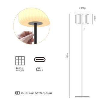 Calex LED napelemes állólámpa, IP44, húzható kapcsolóval kép