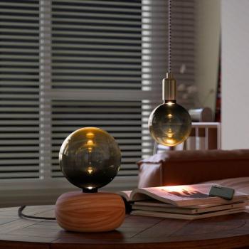 Calex Round Wood asztali világítás fából kép