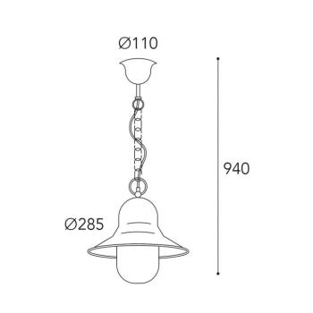 Campanula 2094 kültéri függőlámpa, antik sárgaréz, Ø 29 cm, IP44 kép