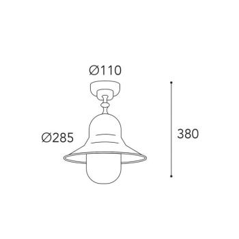 Campanula 2095 kültéri mennyezeti lámpa, antik sárgaréz, Ø 29 cm IP44 kép