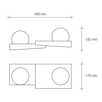 Cicladi fali lámpa, 2-lámpás, 43 cm széles, fehér, vakolat, GX53 kép