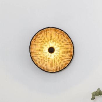 Costas fali lámpa, fekete/világos fa, rattan, Ø 40 cm kép