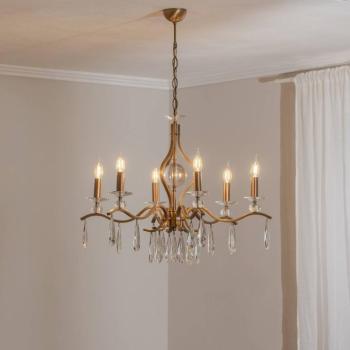 Csillár Elizabeth Ø80cm fém/kristály 6flg. antik arany kép