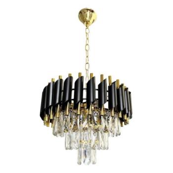  Csillár láncon CRISTAL 5xE14/40W/230V arany/fekete  kép