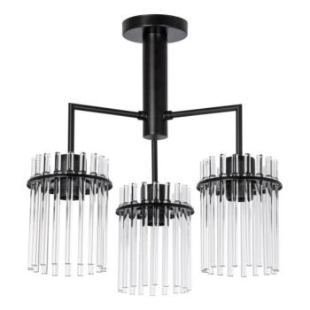  Csillár rúdon 3xE27/60W/230V fekete/átlátszó  kép