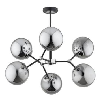  Csillár rúdon FOTON 6xE14/40W/230V fekete/szürke  kép