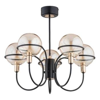  Csillár rúdon  PETRA 5xE14/10W/230V fekete/arany  kép
