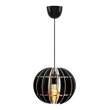  Csillár zsinóron 1xE27/60W/230V fekete átm. 20 cm  kép