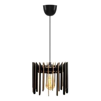  Csillár zsinóron 1xE27/60W/230V fekete átm. 23 cm  kép