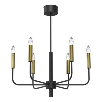  Csillár zsinóron AKASYA 6xE14/15W/230V fekete/arany  kép