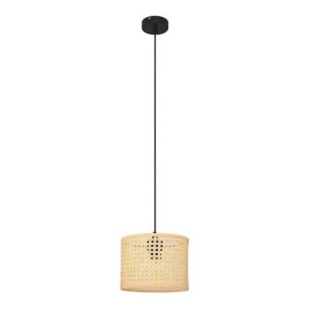  Csillár zsinóron ALBA 1xE27/15W/230V á. 20 cm rattan/fekete  kép