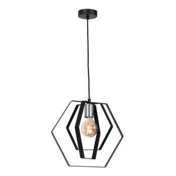  Csillár zsinóron HEXAGON 1xE27/60W/230V fekete/króm  kép