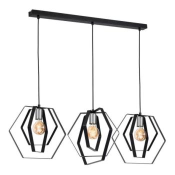  Csillár zsinóron HEXAGON 3xE27/60W/230V fekete/króm  kép