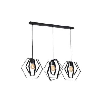  Csillár zsinóron HEXAGON 3xE27/60W/230V fekete  kép