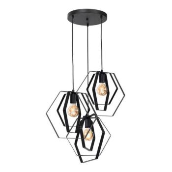  Csillár zsinóron HEXAGON 3xE27/60W/230V kerek fekete  kép