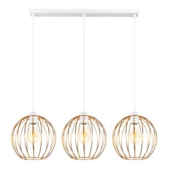  Csillár zsinóron MATT 3xE27/60W/230V fehér/réz  kép